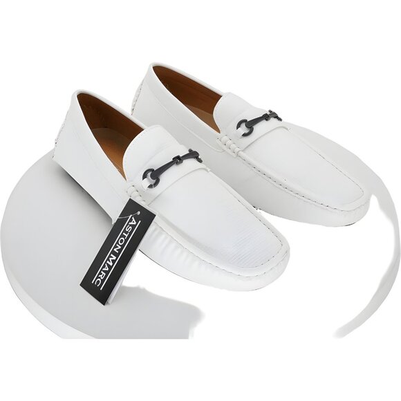 Aston Marc Men's White Bit Driving Loafers Slip-On Comfort Shoes 11M - Picture 4 of 6